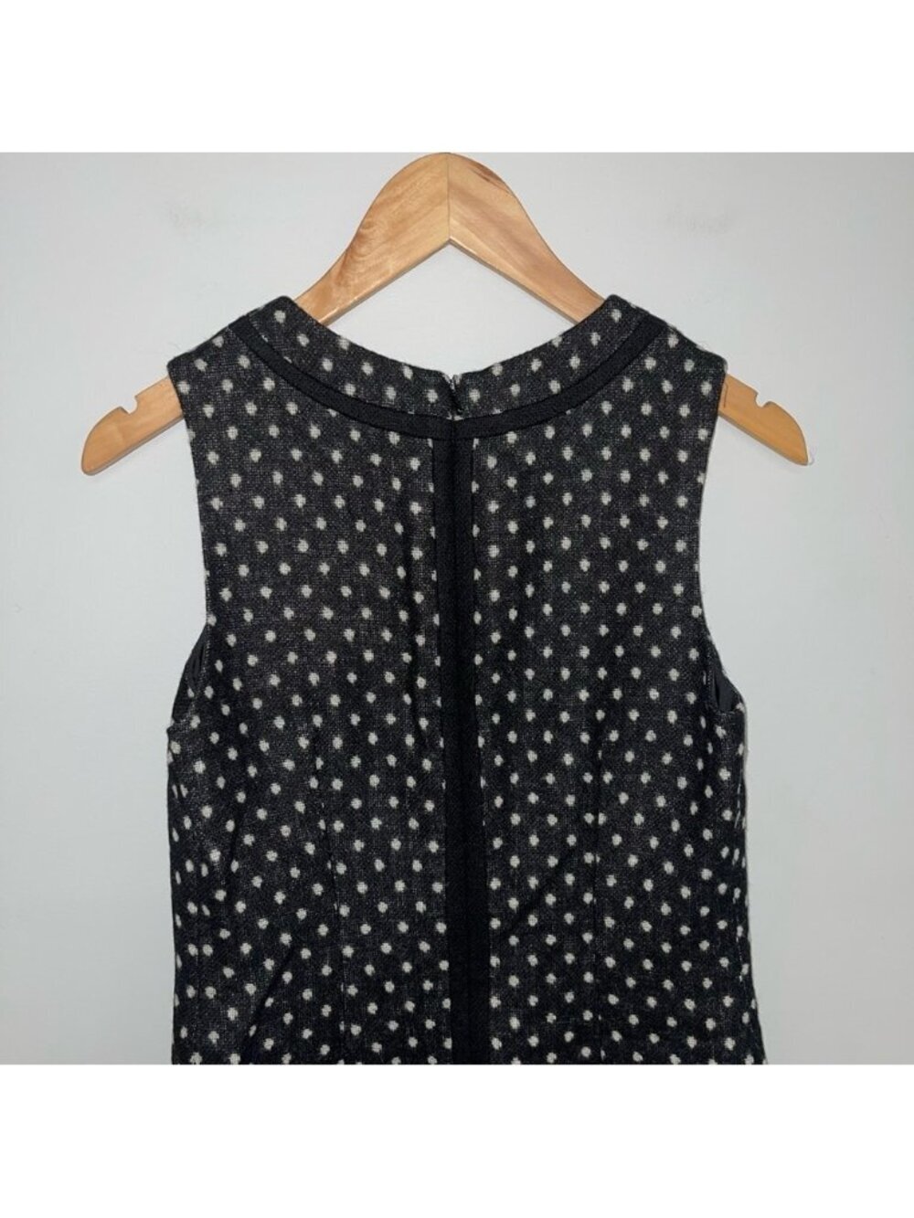 Boden Dress Women’s Size 4 US Long Black Ivory Deborah Tweed Wool Shift - Picture 7 of 9